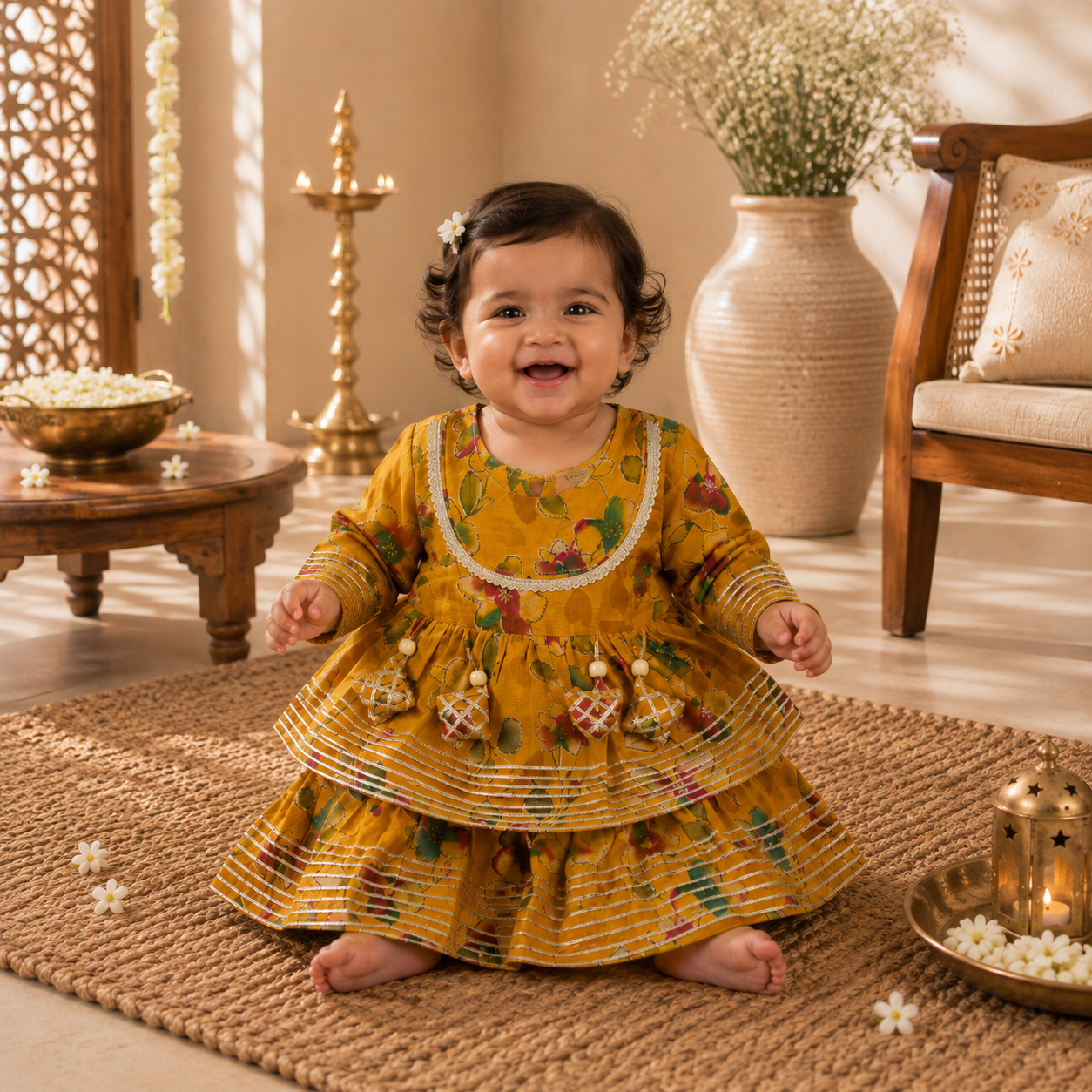 Yellow Rose Floral Lehenga Set