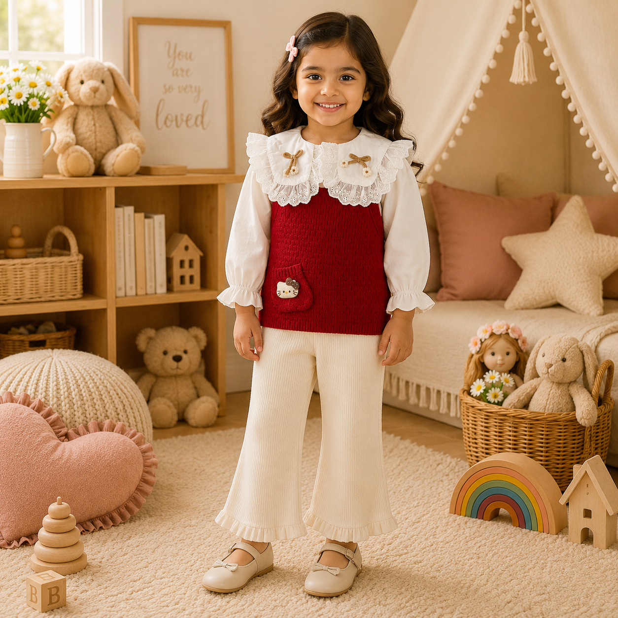 Red Hello Kitty Knit Vest Set