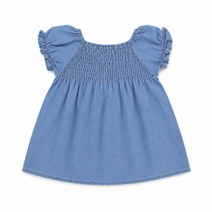 Denim Smocked Top