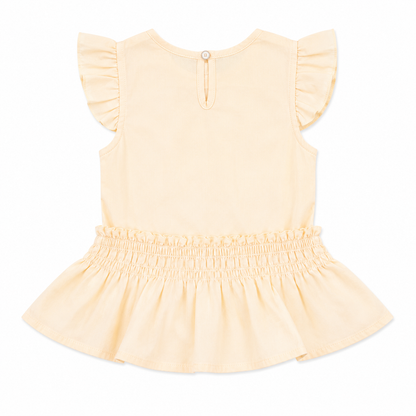 Yellow Smocked Waist Frock