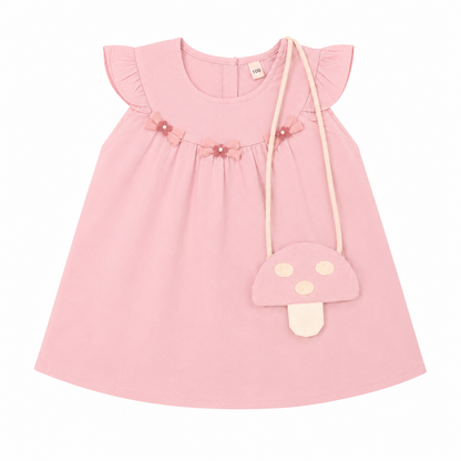 Pink Frock with Mushroom Bag