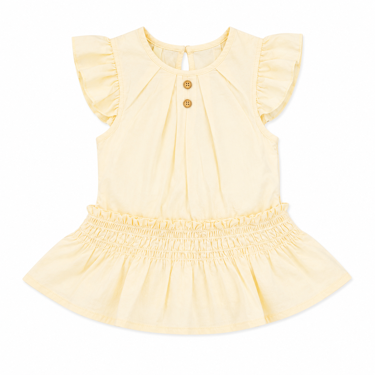 Yellow Smocked Waist Frock