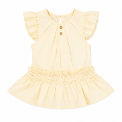 Yellow Smocked Waist Frock
