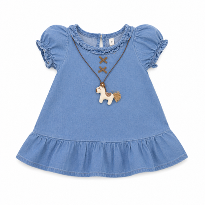 Denim Frock with Horse Pendant