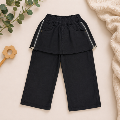 Skirt Overlay Pants with Zip
