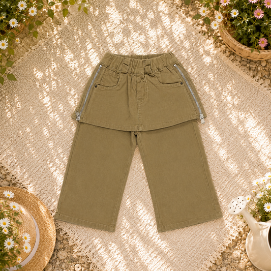 Skirt Overlay Pants with Zip