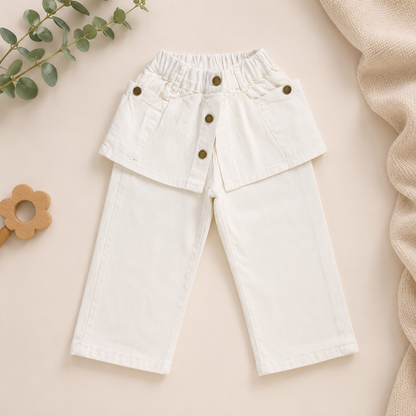 Skirt Overlay Pants with Button
