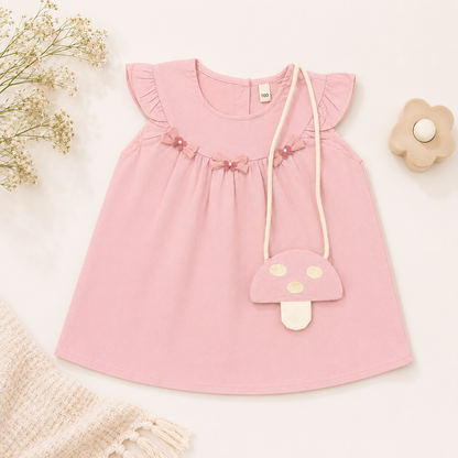 Pink Frock with Mushroom Bag