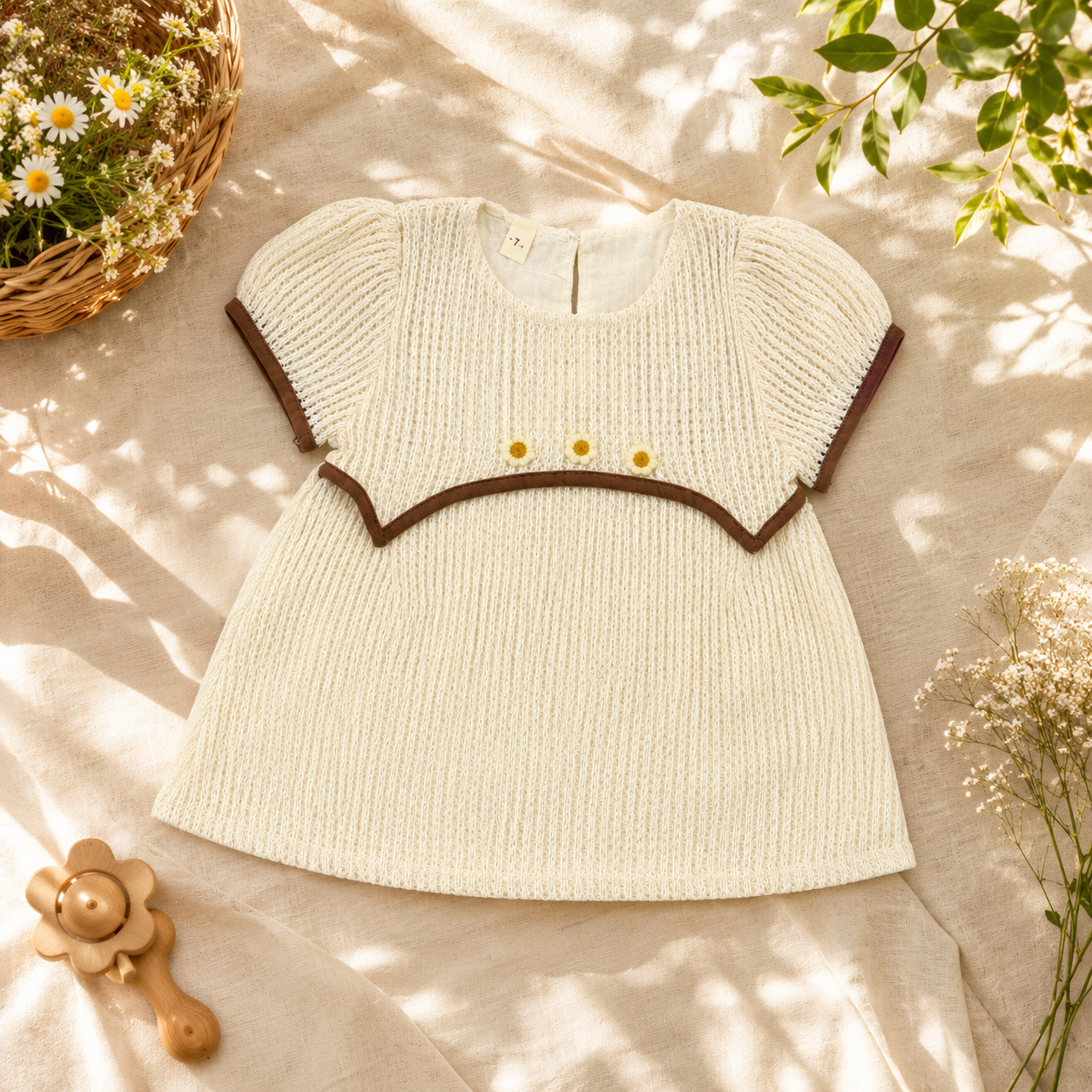 Cream Net Frock