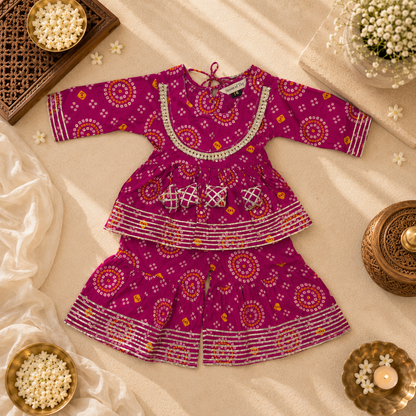 Pink Bandhani Chakra Lehenga Set