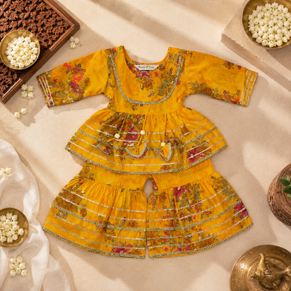 Yellow Rose Floral Lehenga Set