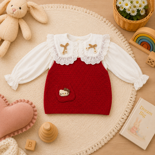 Red Hello Kitty Knit Vest Set