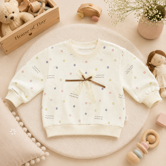 Cream Star Print Sweatshirt