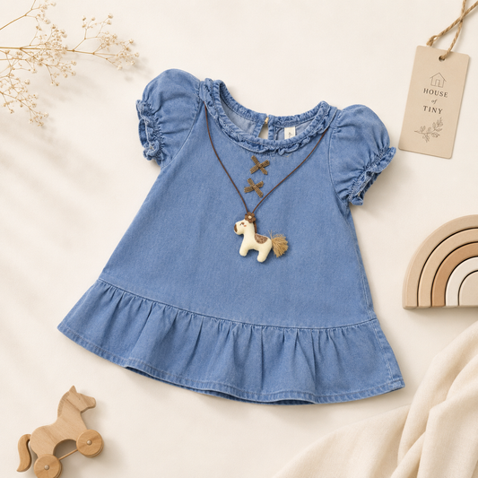 Denim Frock with Horse Pendant
