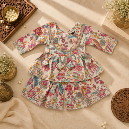 Cream Multicolor Lehenga Set