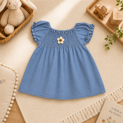 Denim Smocked Top