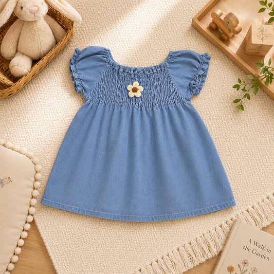 Denim Smocked Top