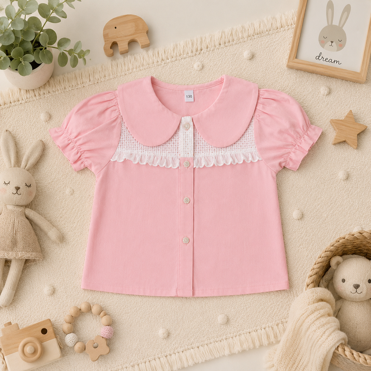 Pink Lace Bib Top
