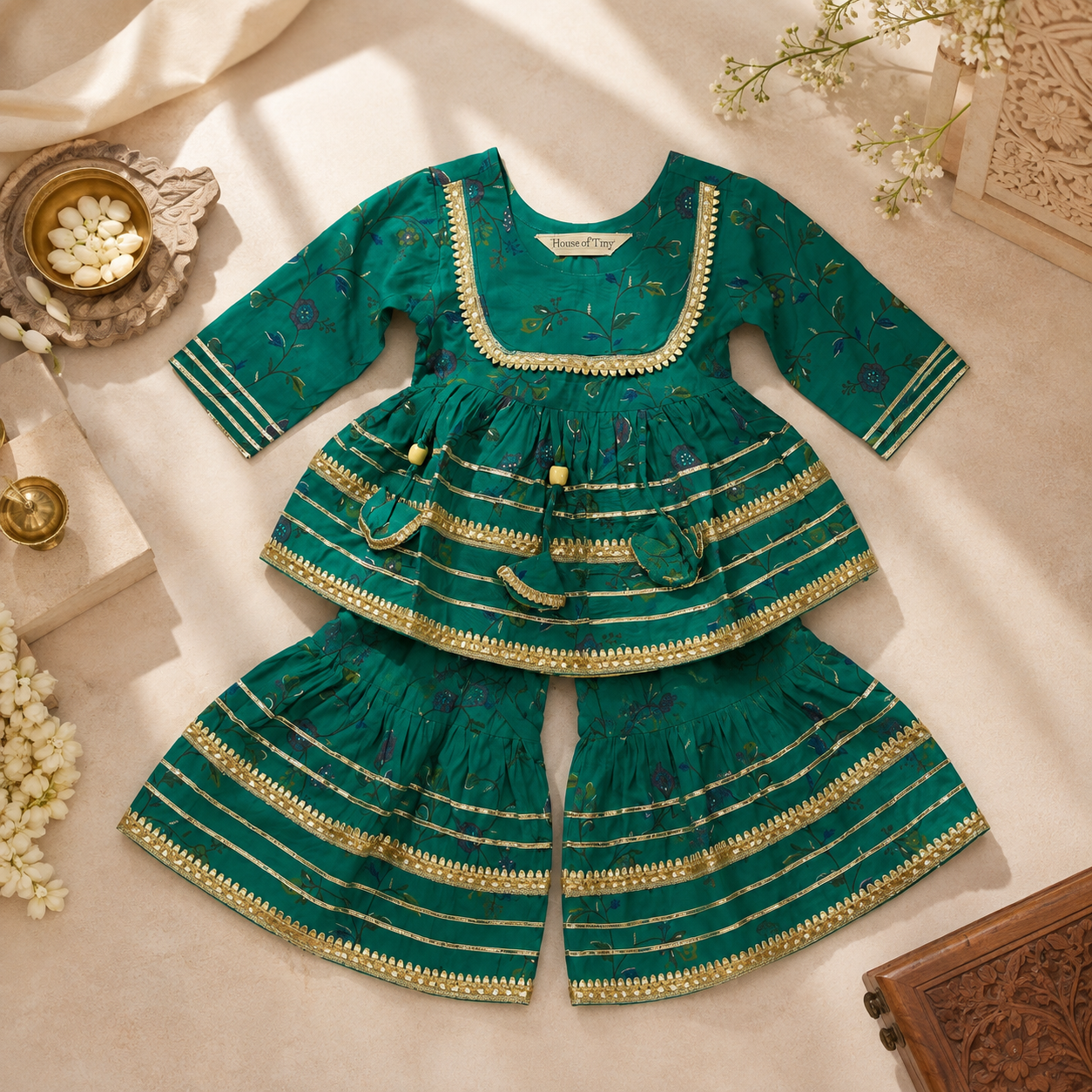Green Floral Lehenga Set
