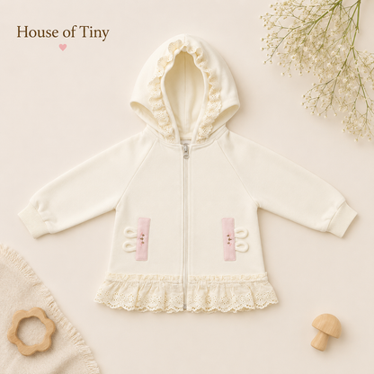 Cream Lace Hoodie