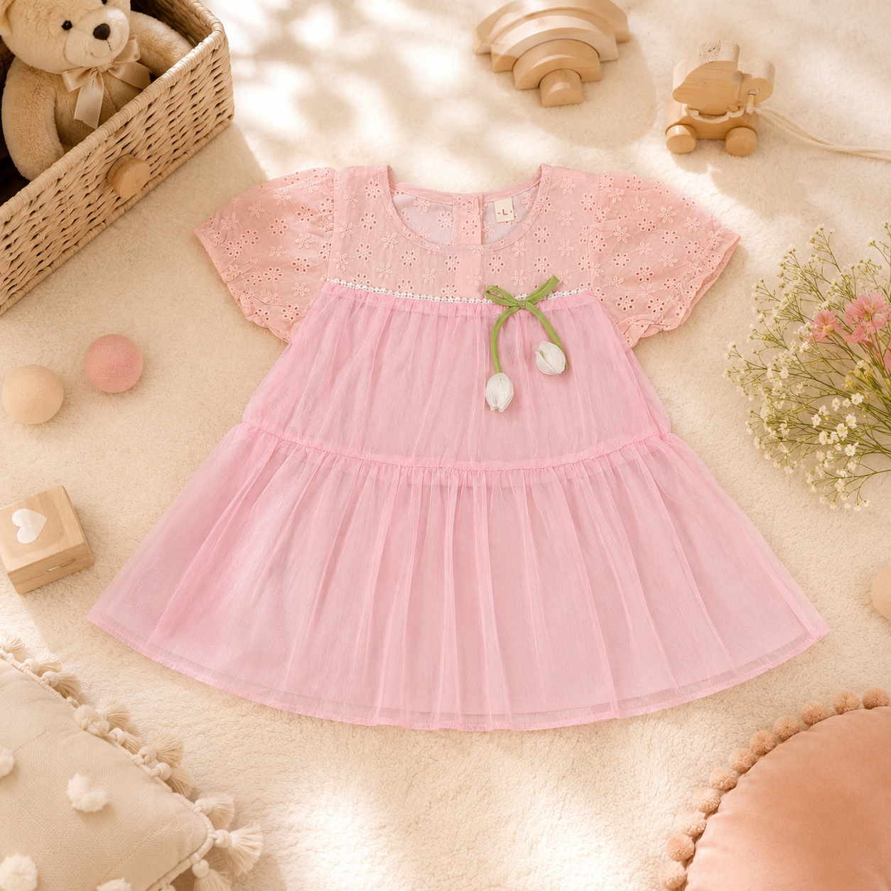 Pink Tulip Net Frock