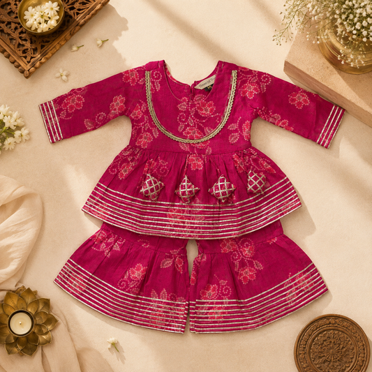 Pink Bandhani Lehenga Set