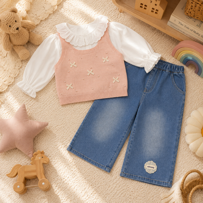 Pink Blue Denim Co-ord Set
