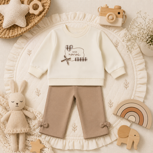 Cream Brown Co-ord Set