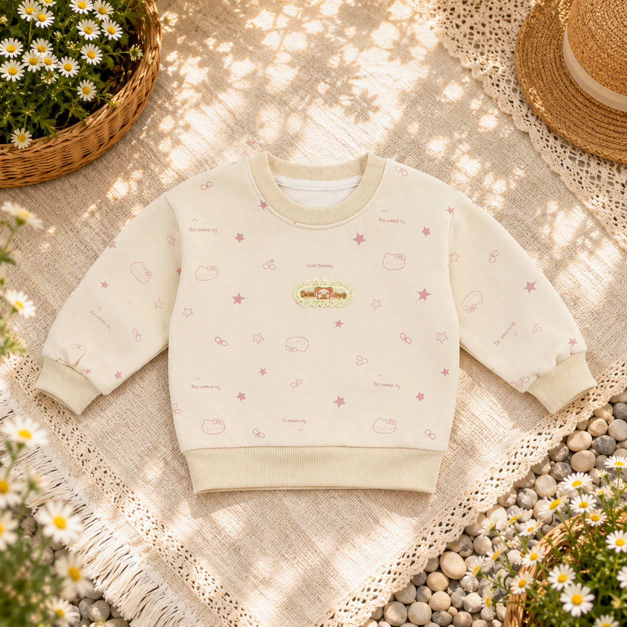 Cream Hello Kitty Star Sweatshirt