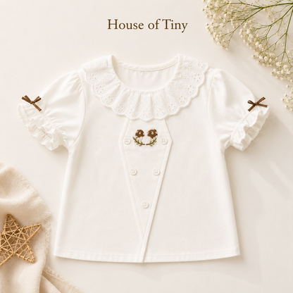 White Bird Embroidery Top