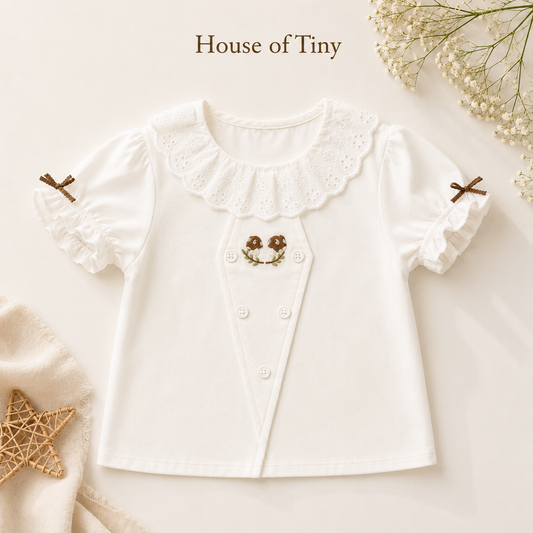 White Bird Embroidery Top