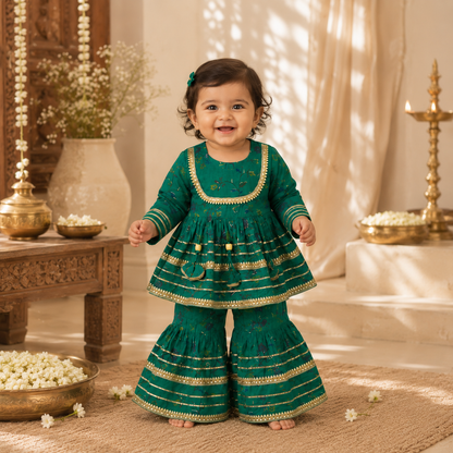 Green Floral Lehenga Set