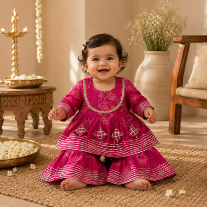 Pink Bandhani Lehenga Set
