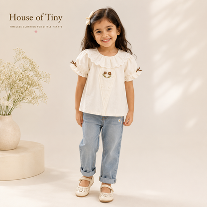 White Bird Embroidery Top