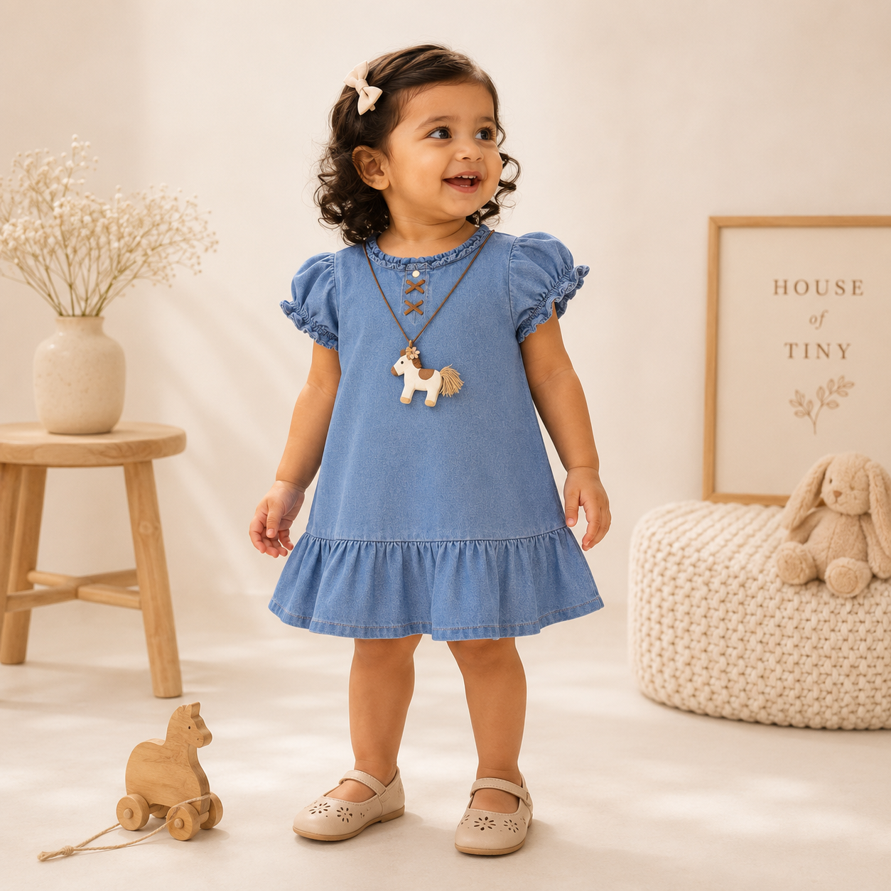 Denim Frock with Horse Pendant