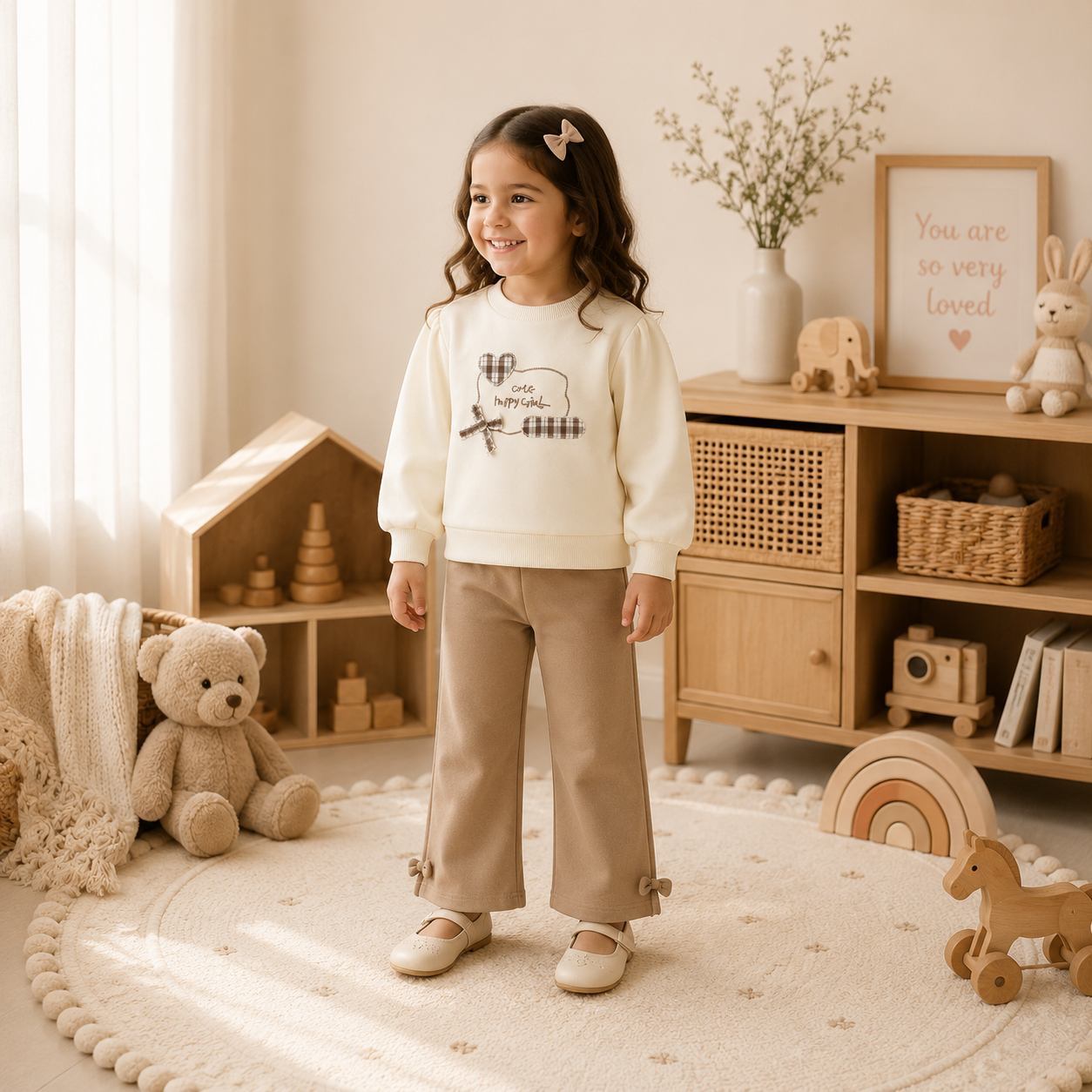 Cream Brown Co-ord Set