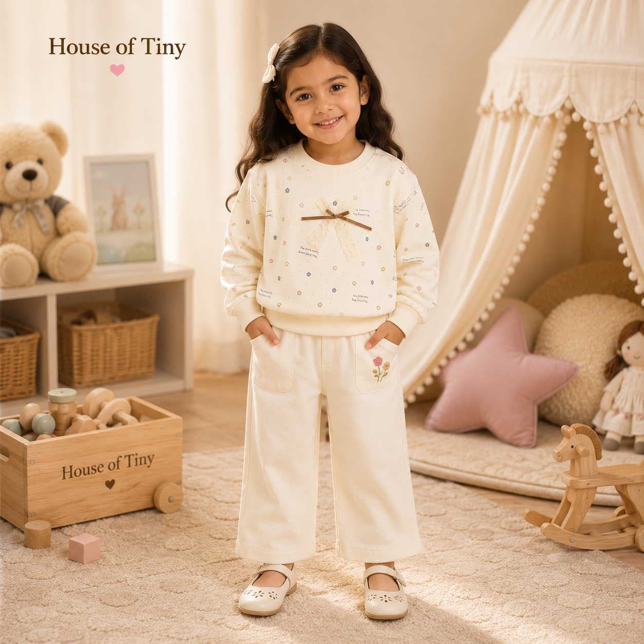 Cream Star Print Sweatshirt