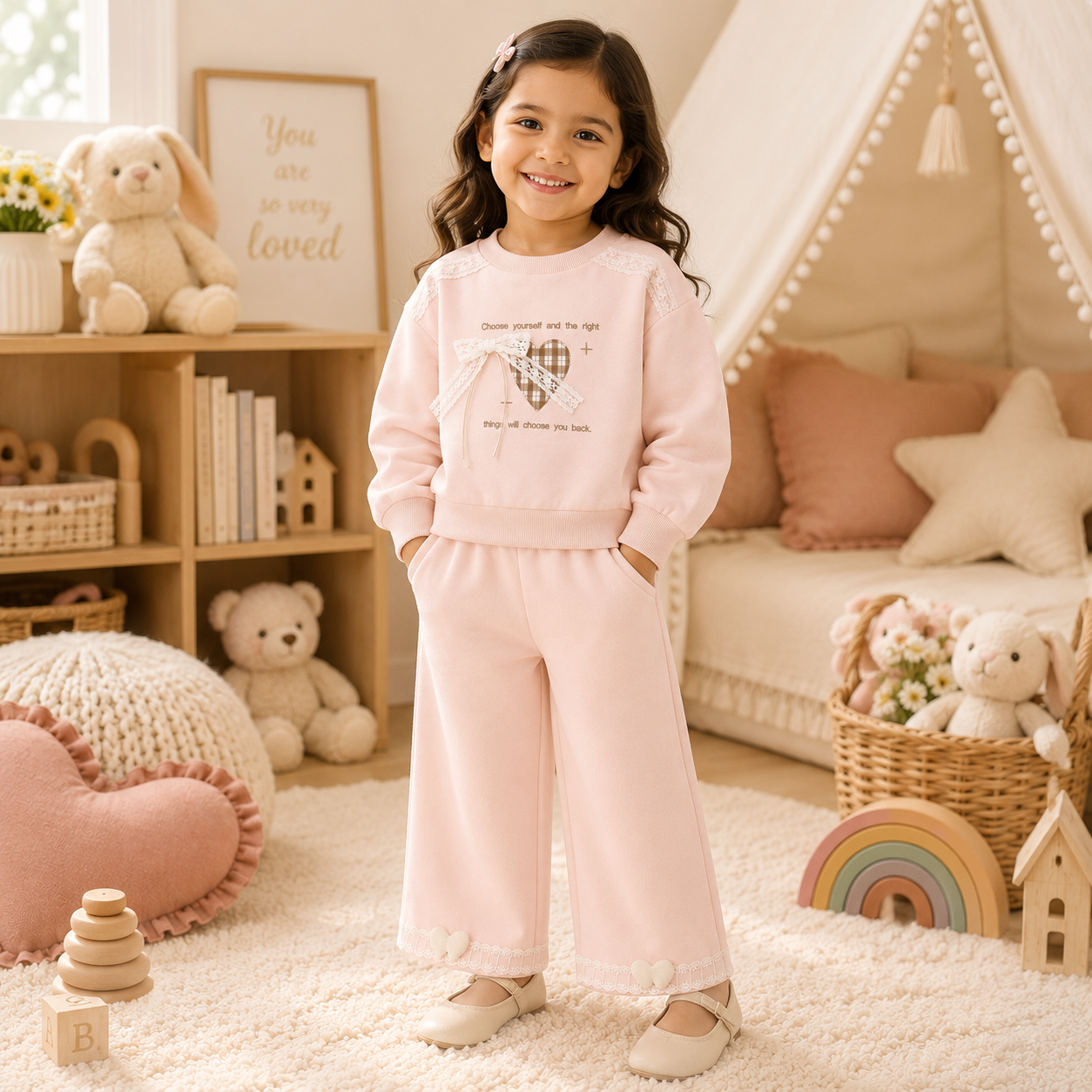 Pink Lace Trim Co-ord Set
