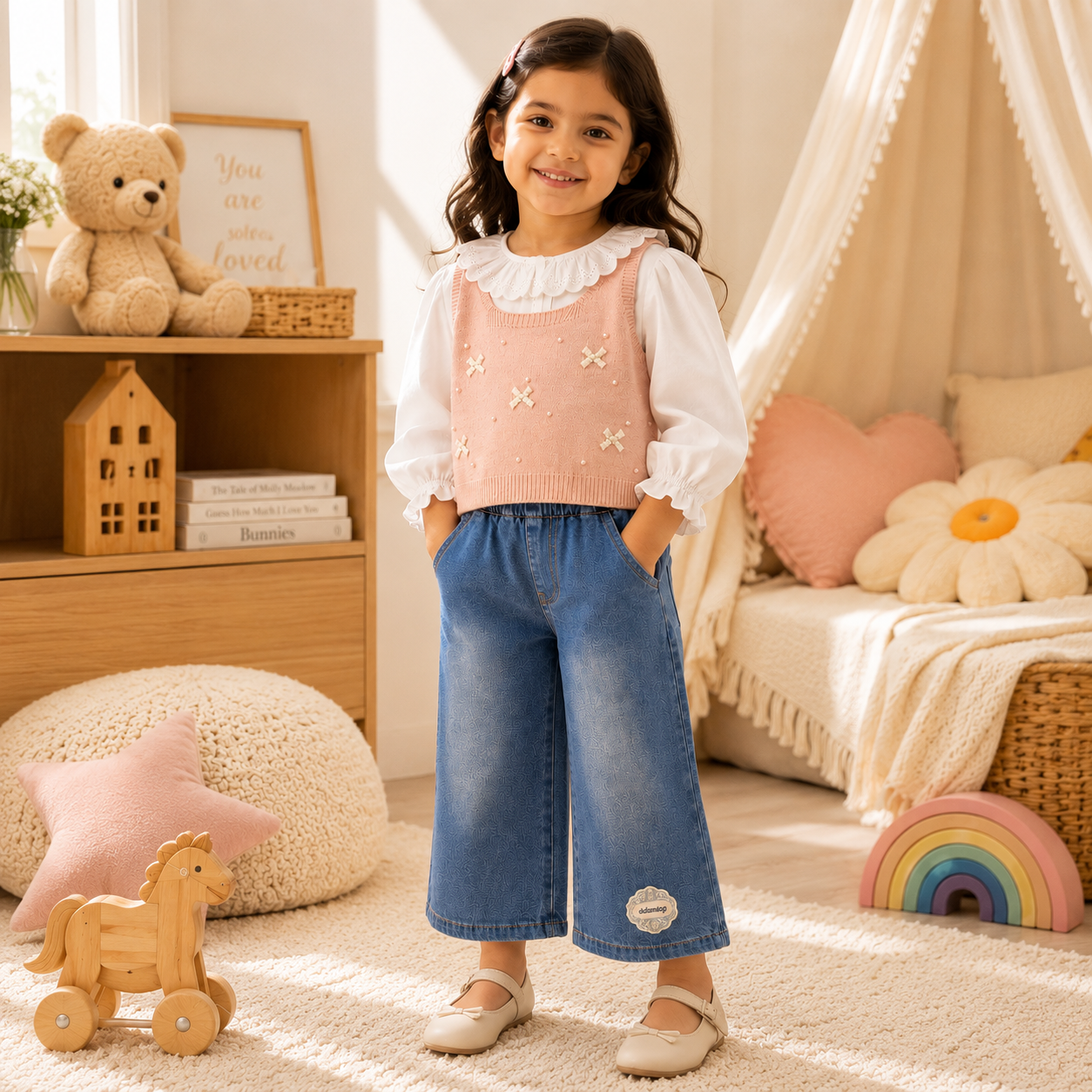 Pink Blue Denim Co-ord Set