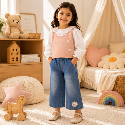 Pink Blue Denim Co-ord Set