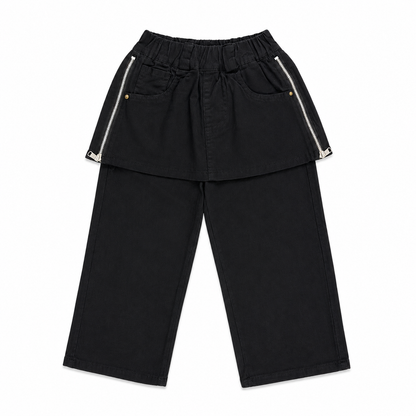 Skirt Overlay Pants with Zip