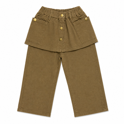 Skirt Overlay Pants with Button