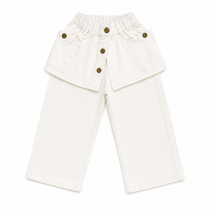 Skirt Overlay Pants with Button