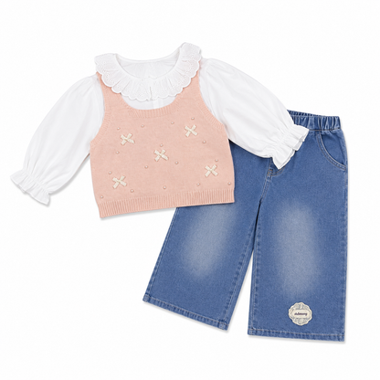 Pink Blue Denim Co-ord Set